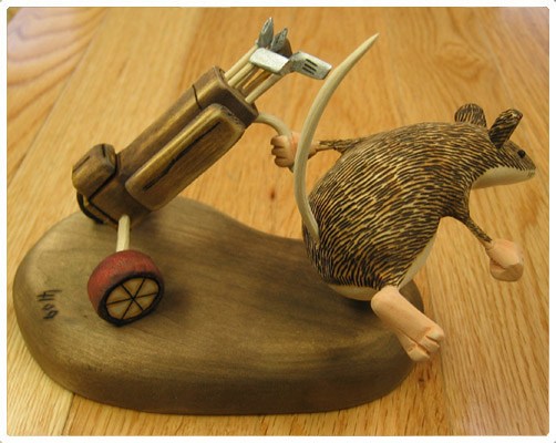 Golfer wood carving
